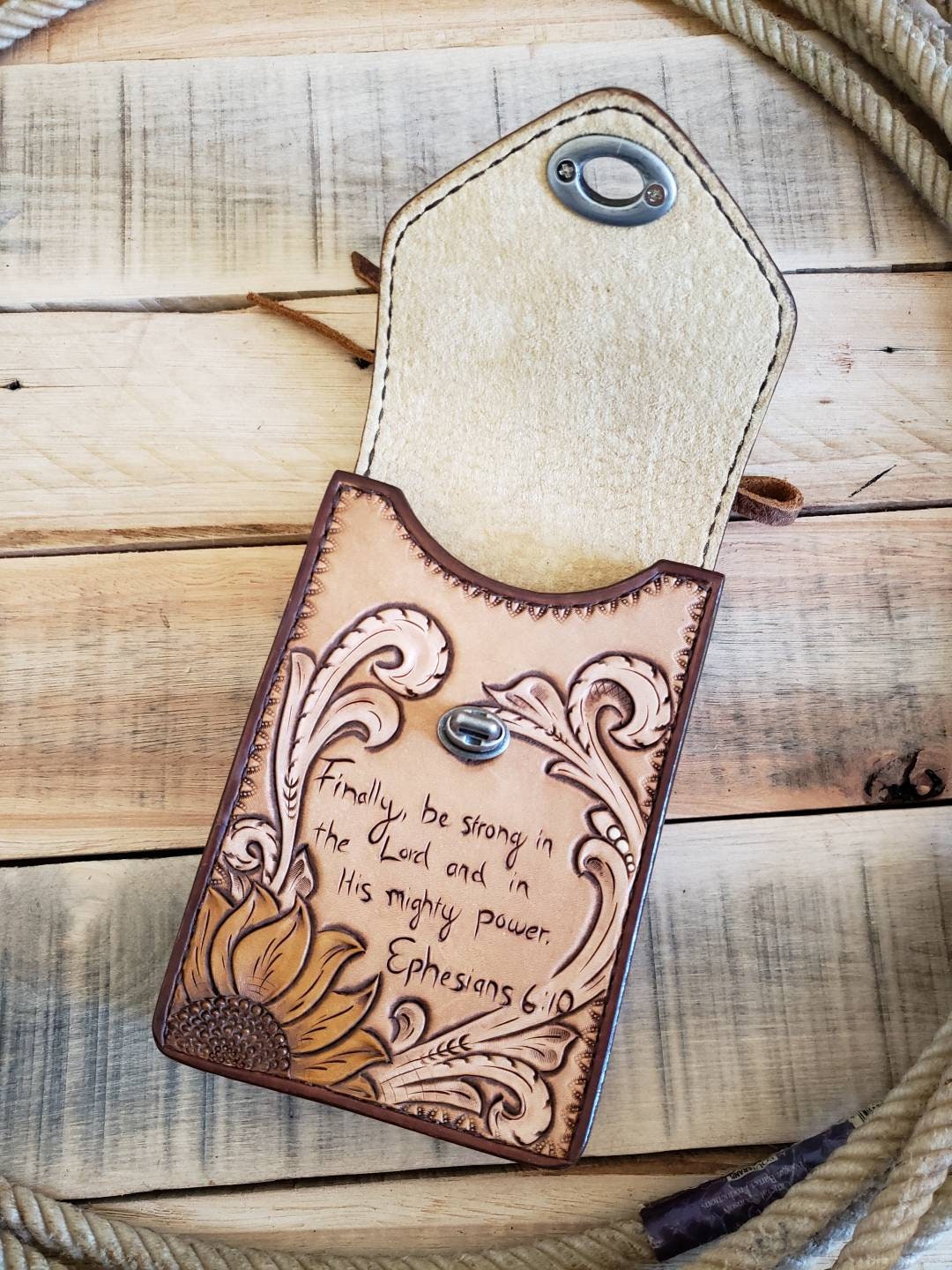 Tooled leather back cinch phone case saddle bag cinch phone Etsy