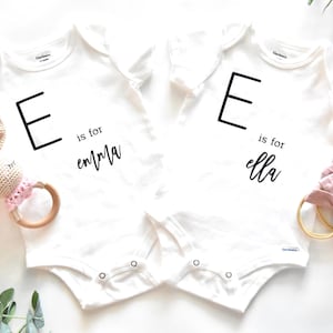 Twin Baby Onesies | Baby Shower Gift | Baby Announcement Gift | Twins Pregnancy Announcement  | Twins  Reveal | Twins Custom Name Onesies