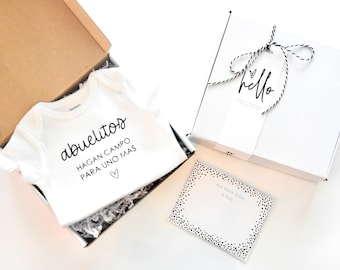 Abuelitos Pregnancy Announcement Gift Box | Spanish Grandparent Reveal | Spanish Pregnancy Announcement Onesie