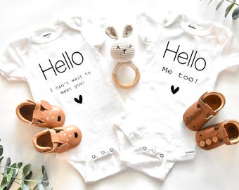 Twin Baby Onesies | Baby Shower Gift | Baby Announcement Gift | Twin Pregnancy Reveal | Twins Pregnancy Announcement Onesie | Mom To Be Gift