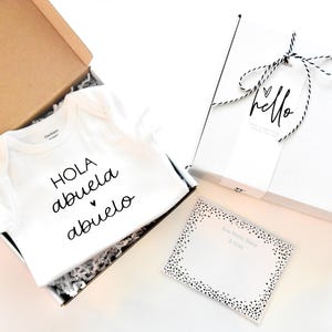 Spanish Pregnancy Announcement | Hola Abuelitos Pregnancy Reveal Box | Abuela y Abuelo Gift Box | Baby Reveal | Grandparents Announcement