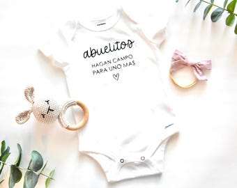 Hola Abuelitos Pregnancy Announcement Kit With Crochet Bunny - Spanish Grandma Reveal Gift