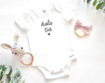 Hola Tia Onesie | Spanish Pregnancy Announcement for Aunt