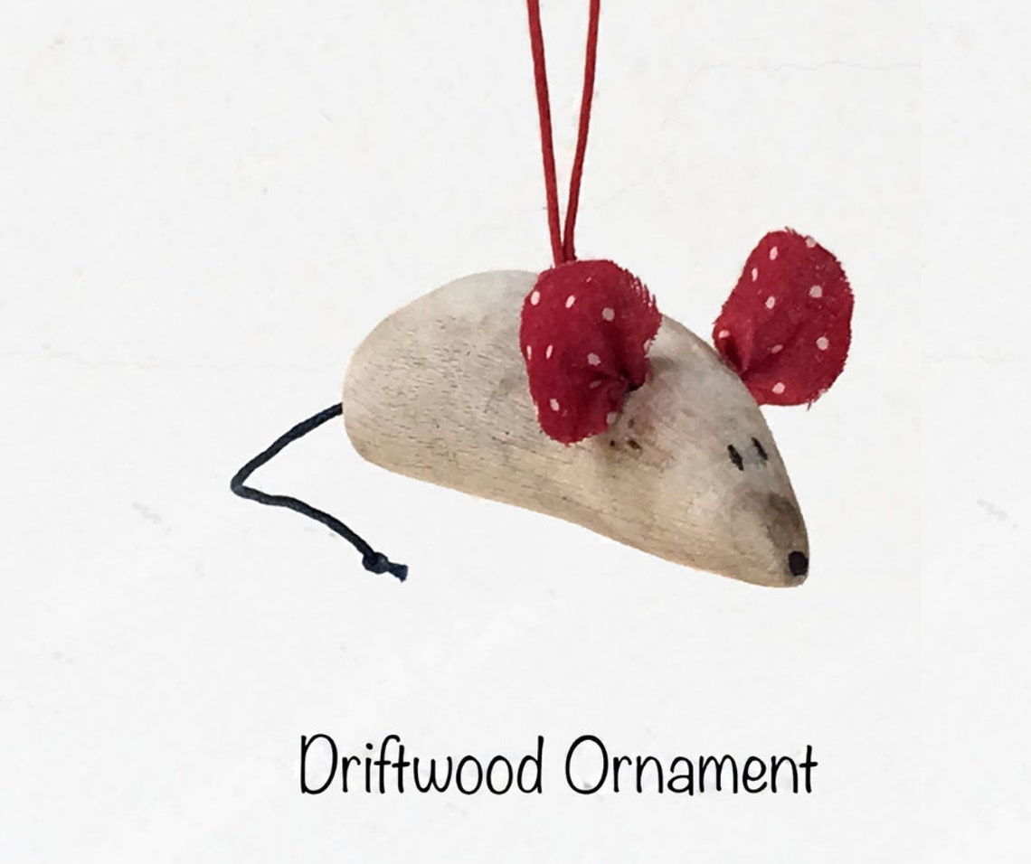 Mouse ornament set of two. Driftwood ornaments Etsy