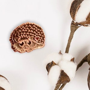 Hedgehog Enamel Pin: Copper Plated Heart Jewelry