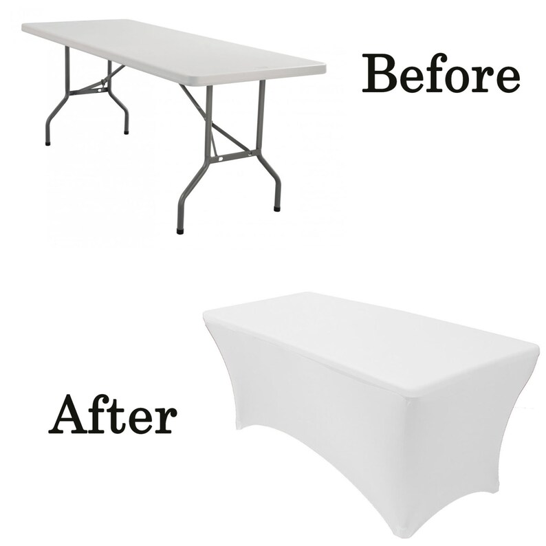 White 5 FT Rectangular Spandex Table Cover Wholesale Etsy