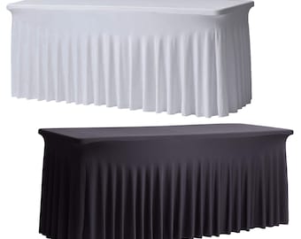 Stretch Spandex 6 ft Rectangular Wavy Draping Table Covers  | Spandex Table Covers
