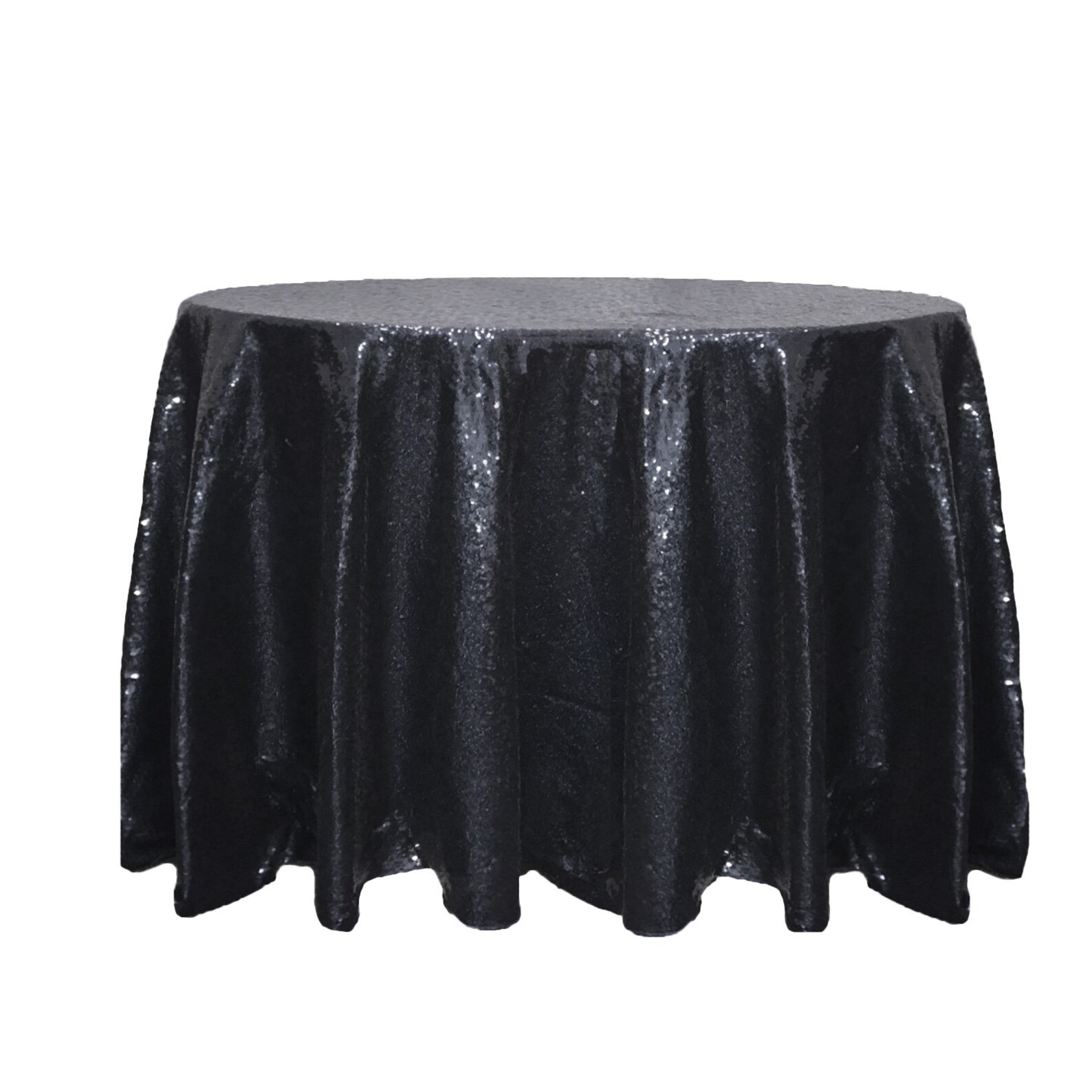 Black 132 Inch Round Glitz Sequin Tablecloth Wholesale Etsy