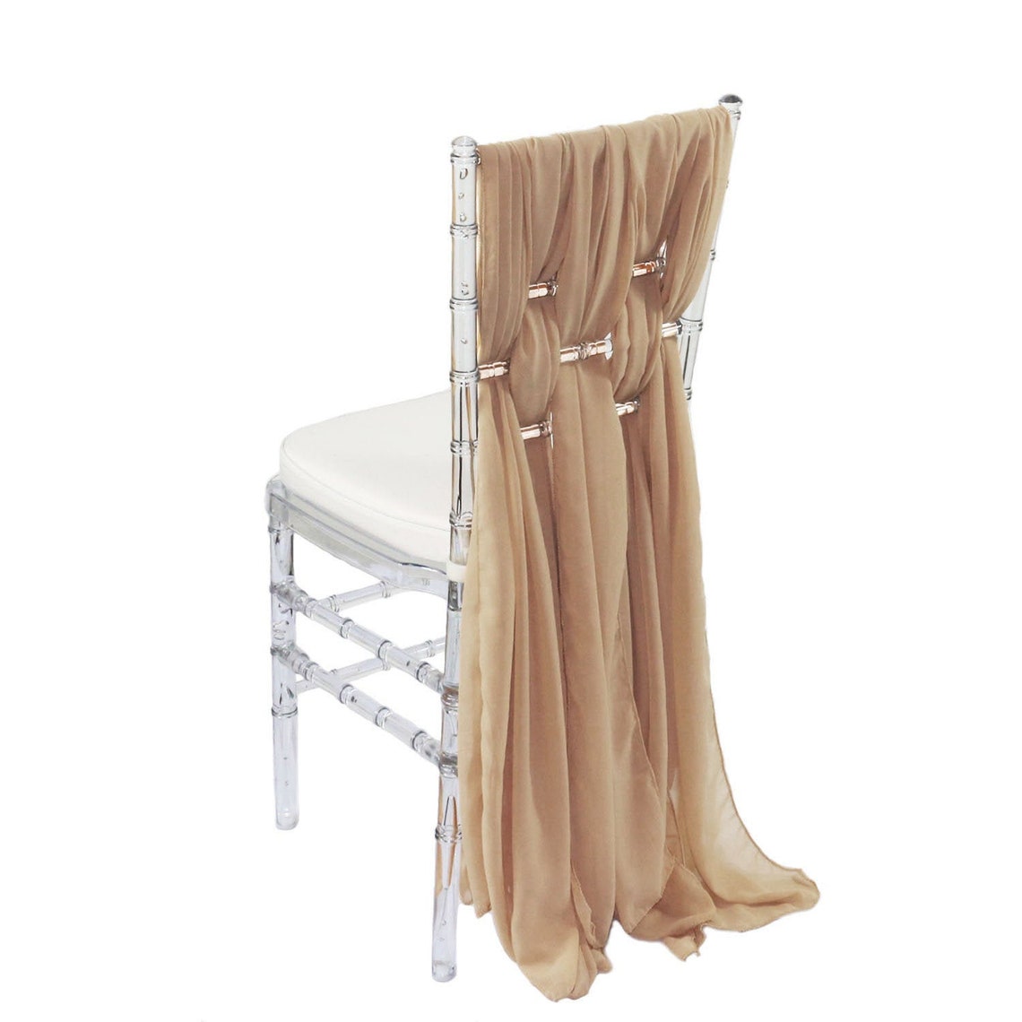 Champagne Chiffon Chiavari Chair Sashes pack of 5 Wedding Etsy