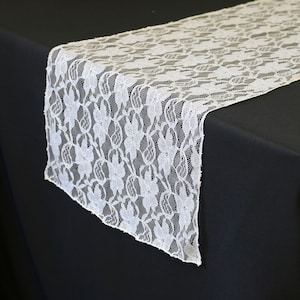 White 14 X 108 Inch Lace Table Runner | Wedding Table Runners, Quinceaneras