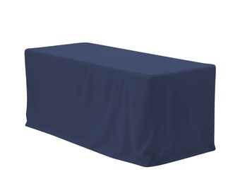 Fitted Blue Polyester Table Cover Wedding Banquet Event Tablecloth 5' ft 