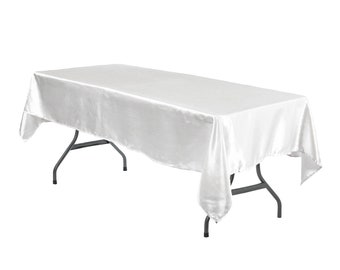 Nappe rectangulaire 150x350cm en satin de coton blanche