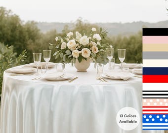 Satin 132 inch Round Tablecloths | Wedding, Christmas, Holiday, Event  Tablecloths
