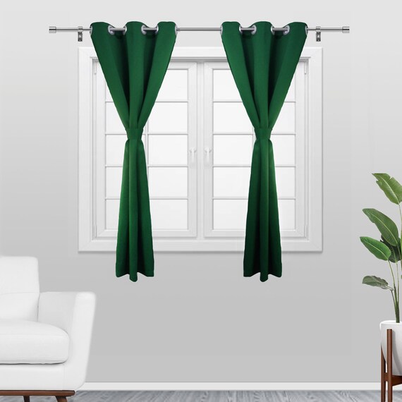 Hunter Green 42 X 63 Inch Blackout Polyester Curtains With