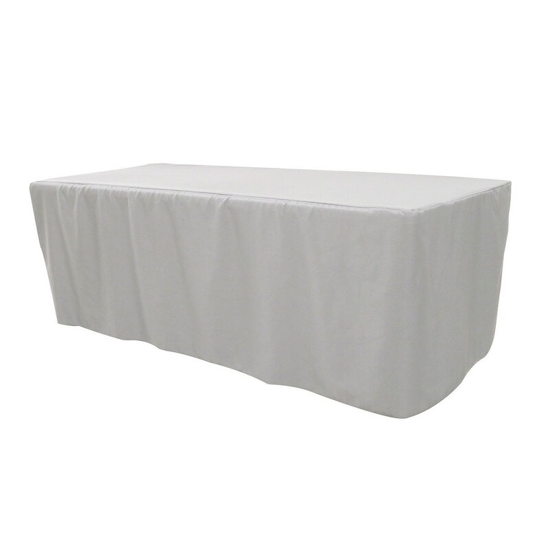 Wedding Tablecloth Catering Tablecloth White 8 ft Fitted Polyester Tablecloth Rectangular