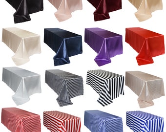 Satin 90 X 156 Inch Rectangular Tablecloths  | Wholesale Wedding, Christmas, Holiday, Event Table Linens