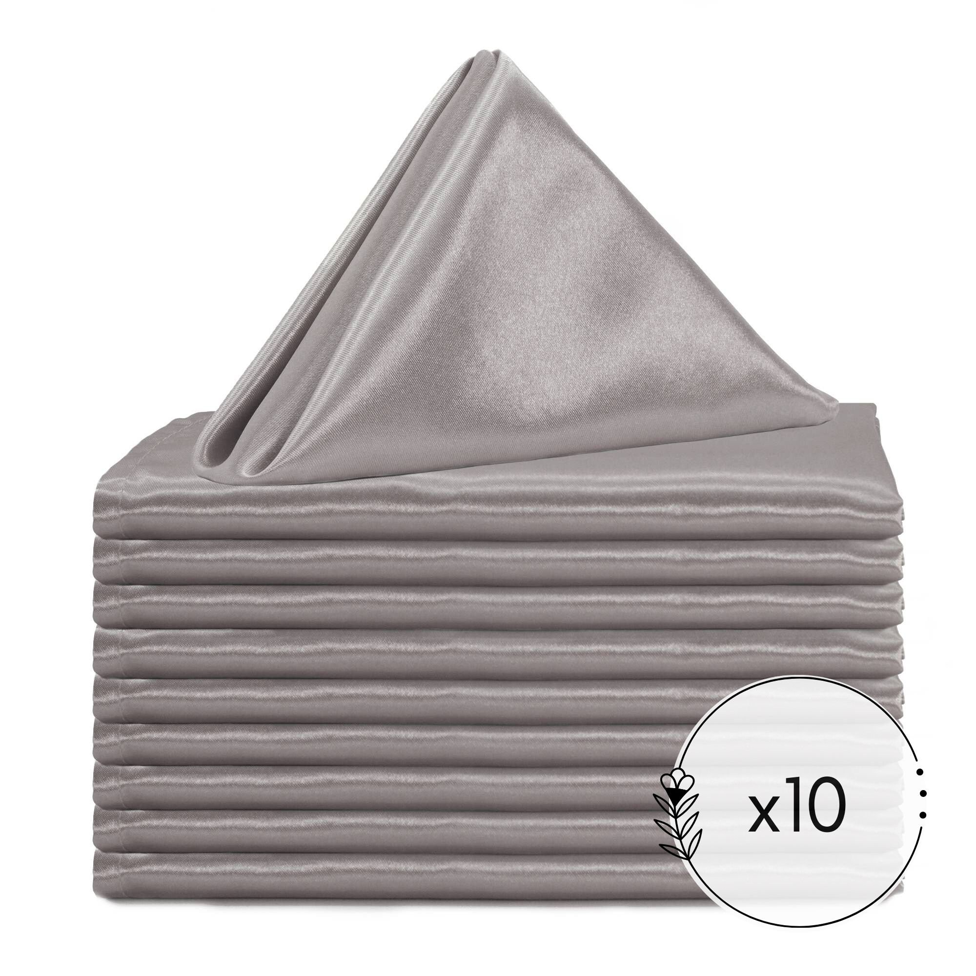 Your Chair Covers - 10 Pack 20 inch Satin Cloth Napkins Dark Silver/Gray/White Striped
