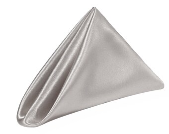 Silver Napkin for Weddings Pack of 10 | Wholesale Satin Napkins