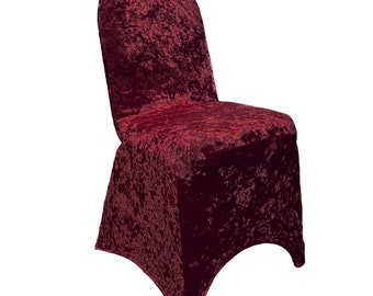 Burgundy Velvet Spandex Chair Cover Stretch Chair Covers
