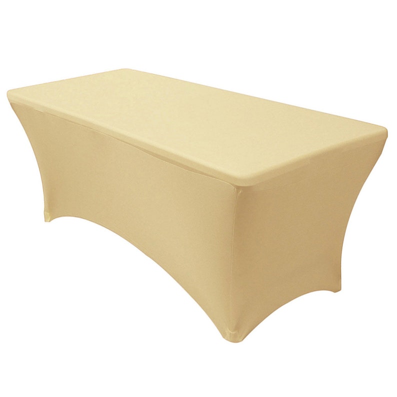 Champagne Stretch Spandex 6 ft Rectangular Table Cover Spandex Table Covers