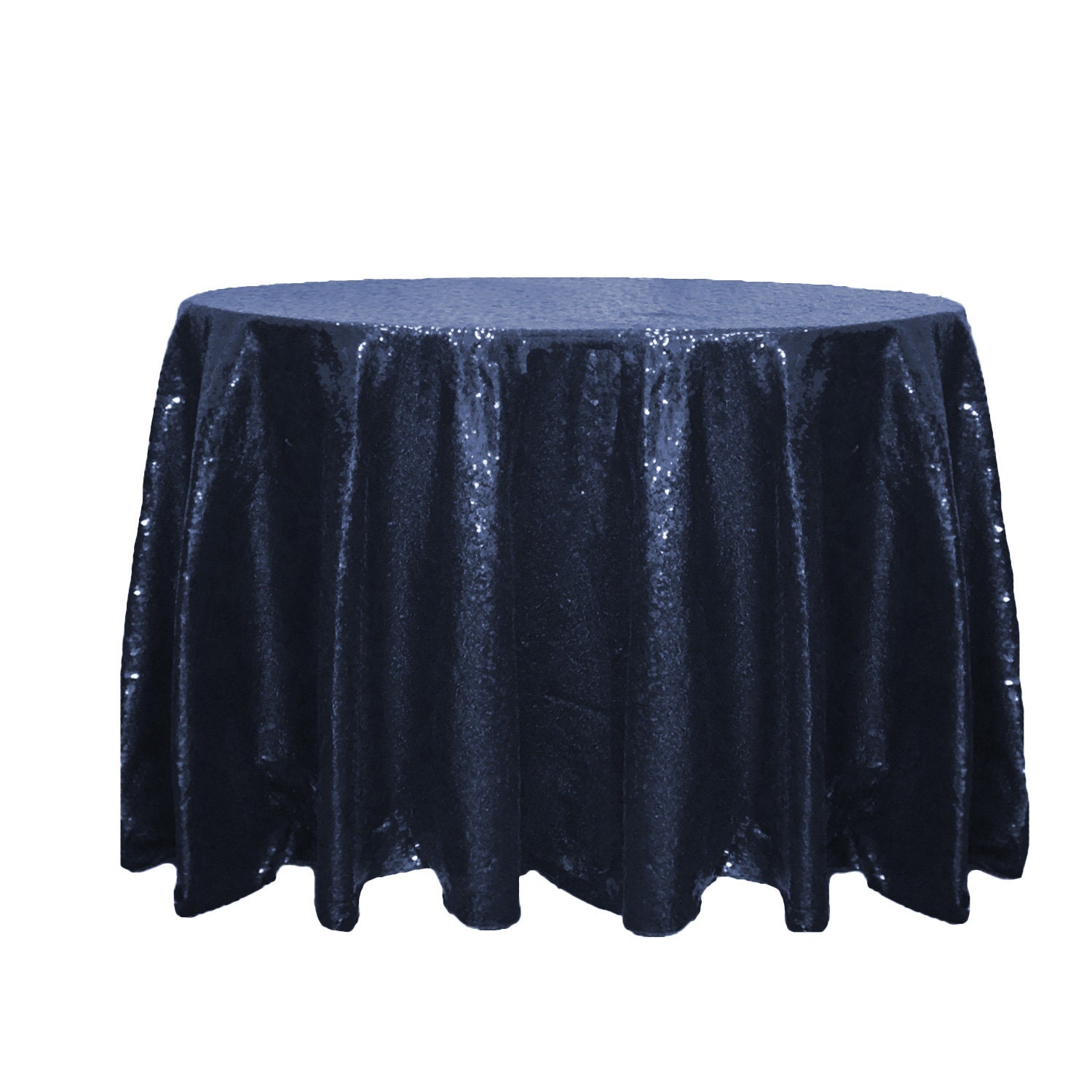 Navy Blue 132 Inch Round Glitz Sequin Tablecloth Wholesale Etsy