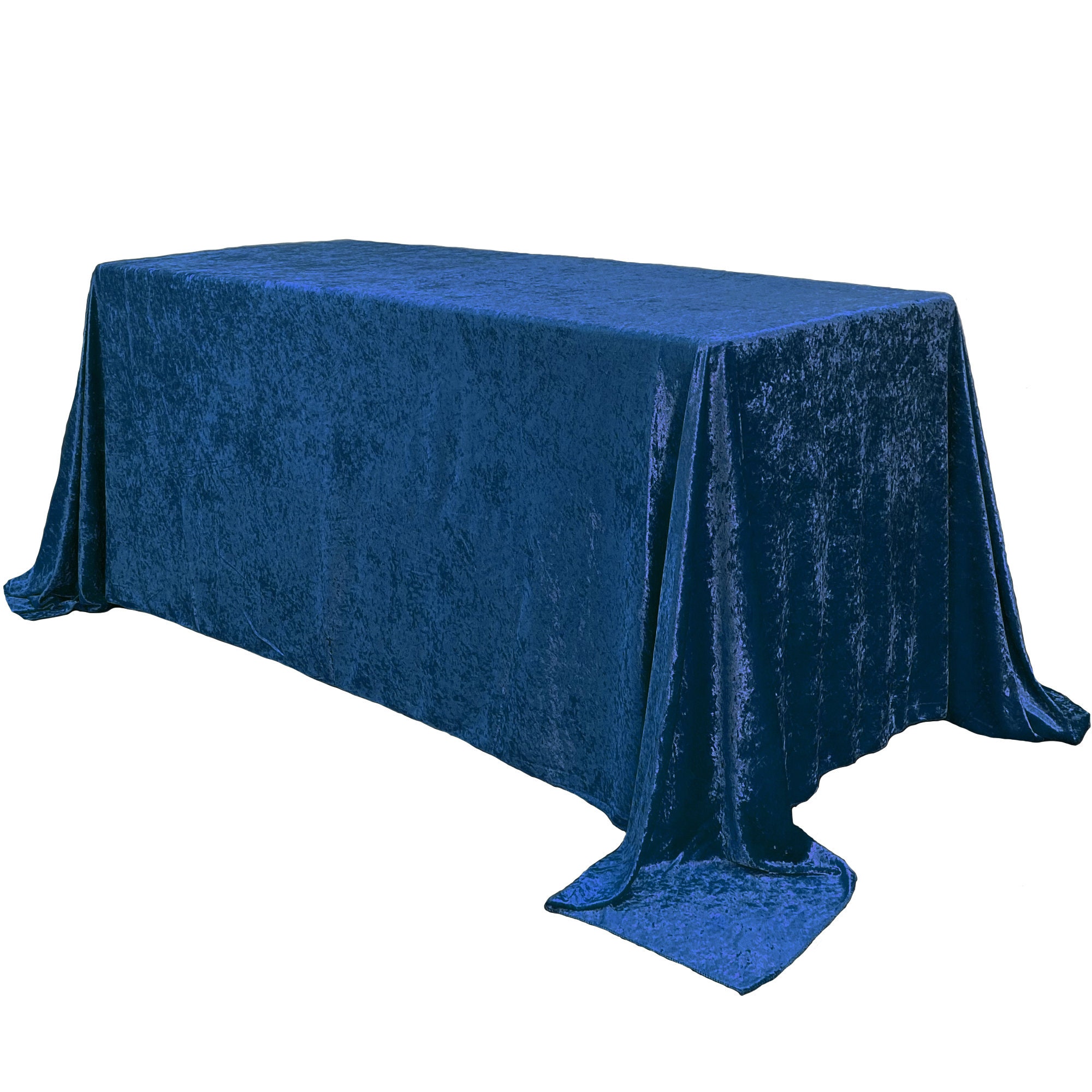 Navy Blue 90 x 156 Inch Rectangular Crushed Velvet Table Cloth