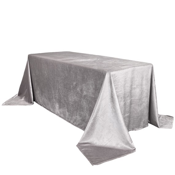 Navy Blue 90 x 156 Inch Rectangular Crushed Velvet Table Cloth