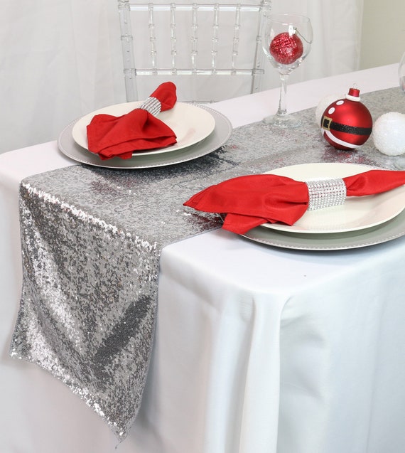 Chemin de table mariage sequin or