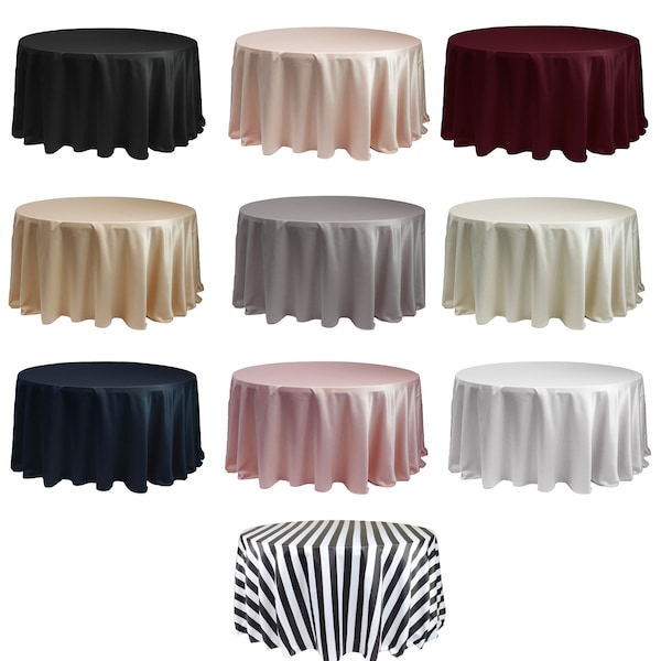 Lamour Satin 120 Inch Round Tablecloths  | Wedding Tablecloths, Banquet Tablecloths