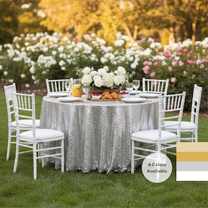Glitz Sequin 132 Inch Round Tablecloths  | Wholesale Wedding, Christmas, Holiday, Event Table Linens