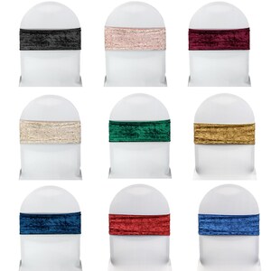 Red Velvet Spandex Chair Bands (Pack of 10) | Wedding, Christmas, Holiday, Catering Stretch Chair Sashes