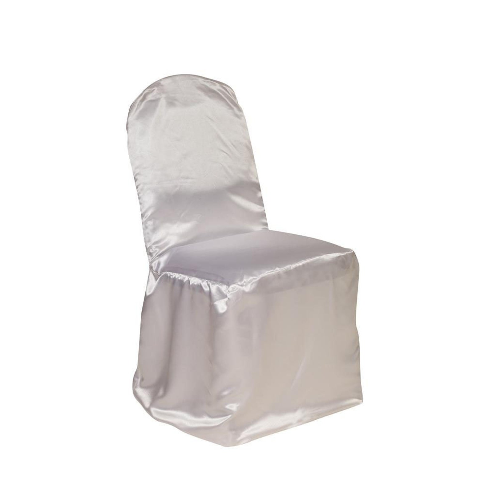 White Satin Banquet Chair Cover Wedding Chair Covers Etsy