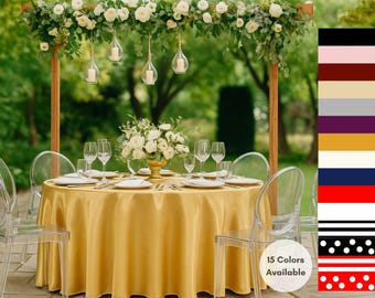 Satin 120 inch Round Tablecloths | Wholesale Wedding, Christmas, Holiday, Event Table Linens
