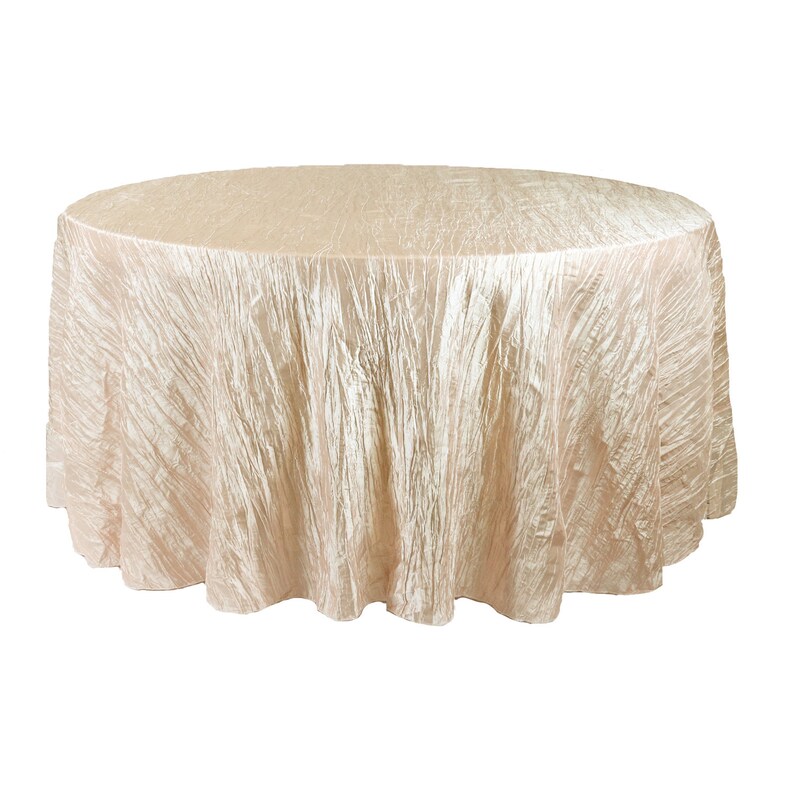 Champagne 120 Inch Round Crinkle Taffeta Tablecloth Champagne 120 Inch Round Crinkle, 120 Inch Round Tablecloth Bulk