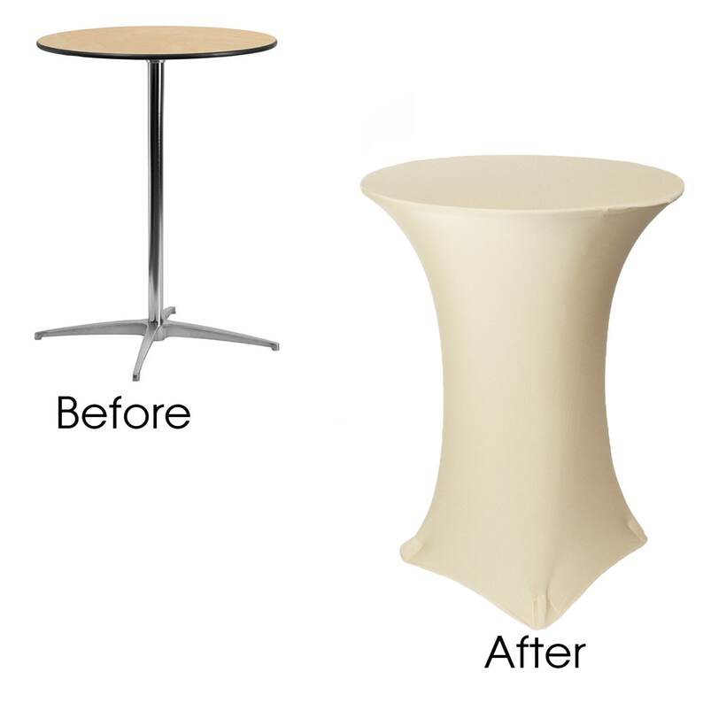 Ivory 36 Inch Highboy Cocktail Round Stretch Spandex Table Etsy