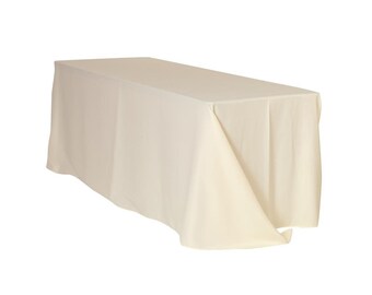 90x156 Polyester Rounded Corner Tablecloth - Ivory
