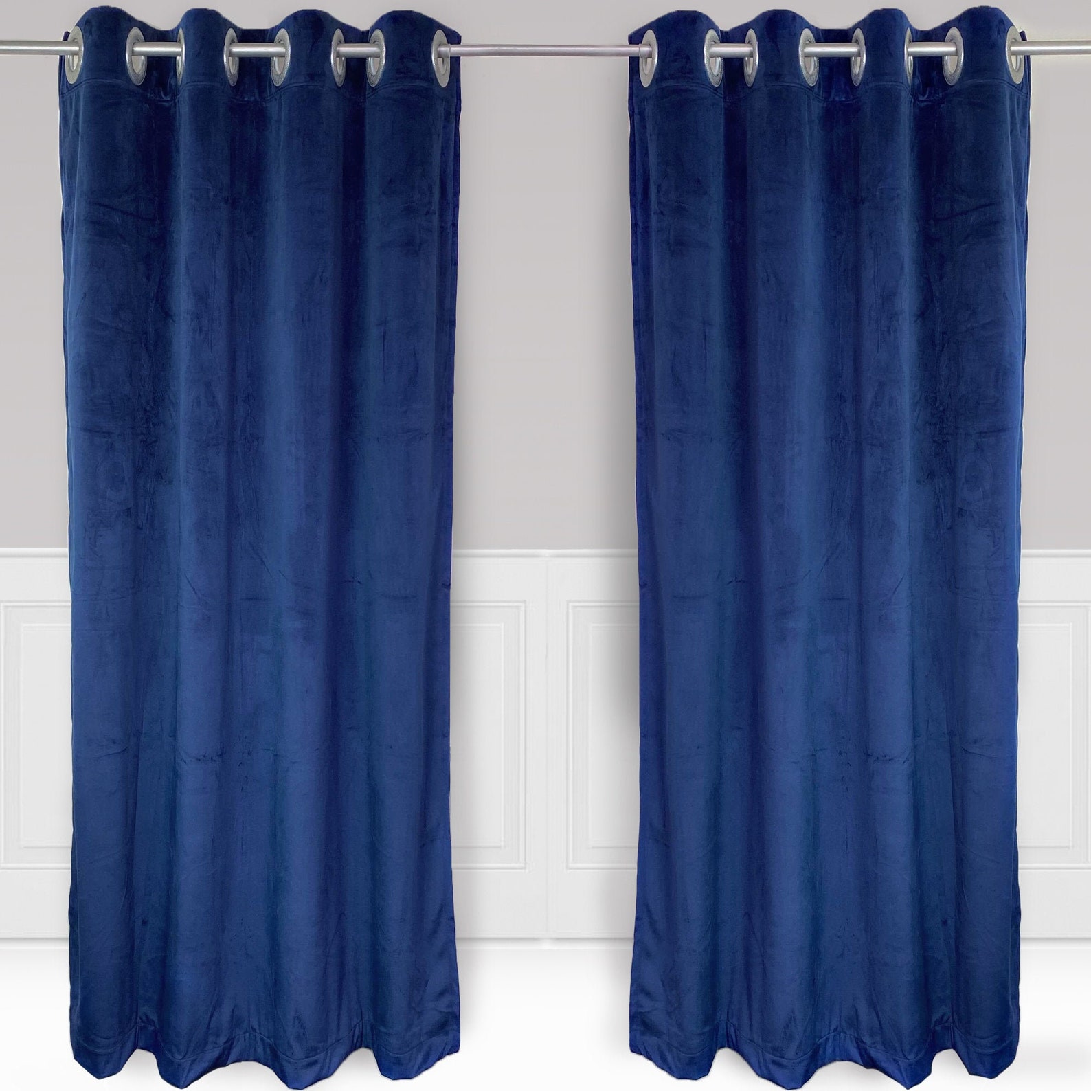 Navy Blue 52 X 84 Inch Velvet Curtains with Grommets 2 Etsy