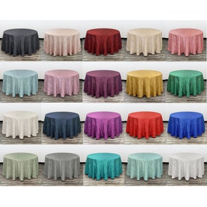 Crinkle Taffeta 132 inch Round Tablecloths | Wedding, Christmas, Holiday, Catering Tablecloths