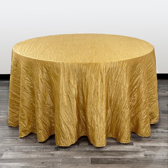 Mantel de tafetán arrugado redondo dorado de 120 pulgadas/mantel de boda al  por mayor, ropa de mesa redonda -  España