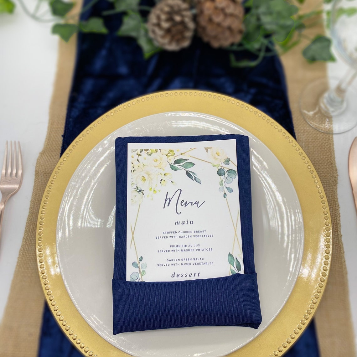 Navy Blue Napkin for Weddings Pack of 10 Wholesale Polyester Etsy
