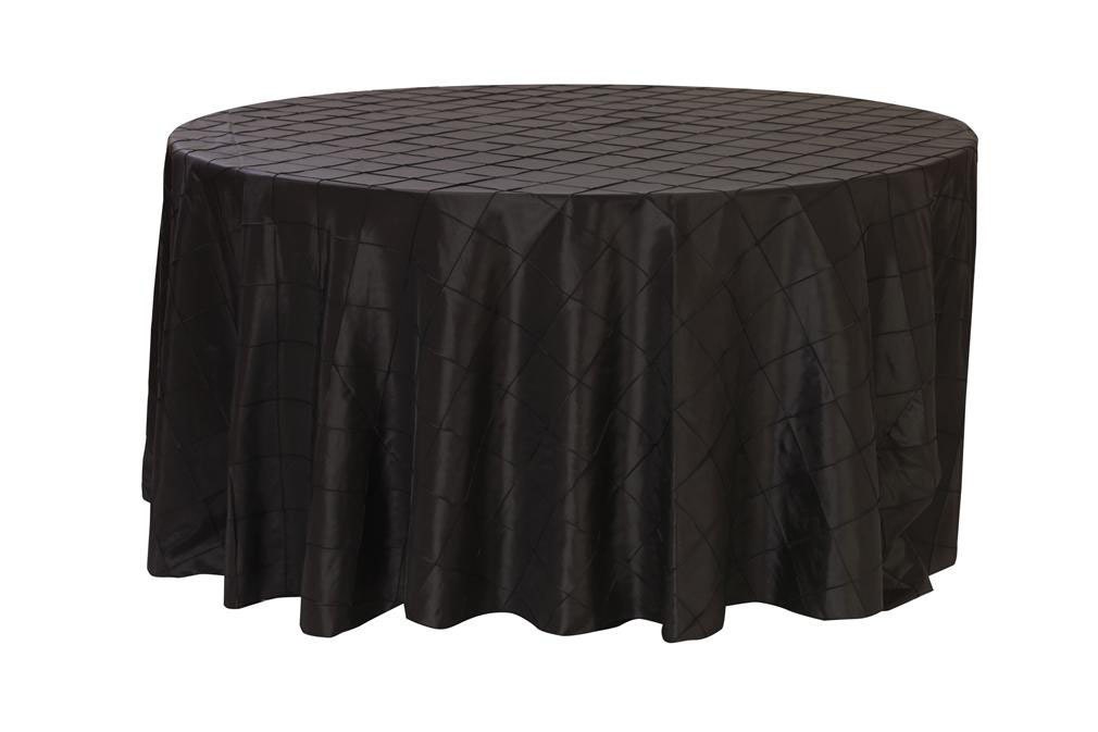Black 120 Inch Round Pintuck Tablecloth Wedding Black 120 Inch Round Pintuck Tablecloth, How Many Chairs Fit Around A 66 Inch Round Tablecloth