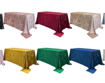 Crushed Velvet 90 x 156 Inch Rectangular Table Cloth | Wedding Tablecloth