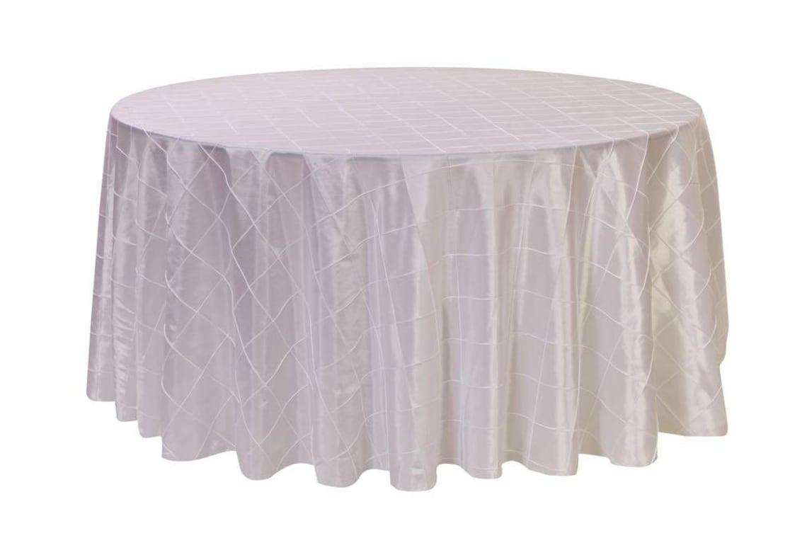 White 120 inch Pintuck Round Tablecloth Wedding Tablecloth | Etsy