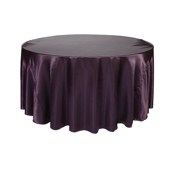 Eggplant 120 Inch Round Satin Tablecloth Wholesale Wedding Etsy