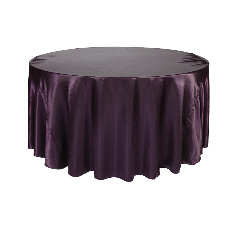 Eggplant 120 Inch Round Satin Tablecloth Wholesale Wedding Etsy
