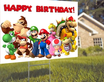 Super Mario Happy Birthday Yard Sign