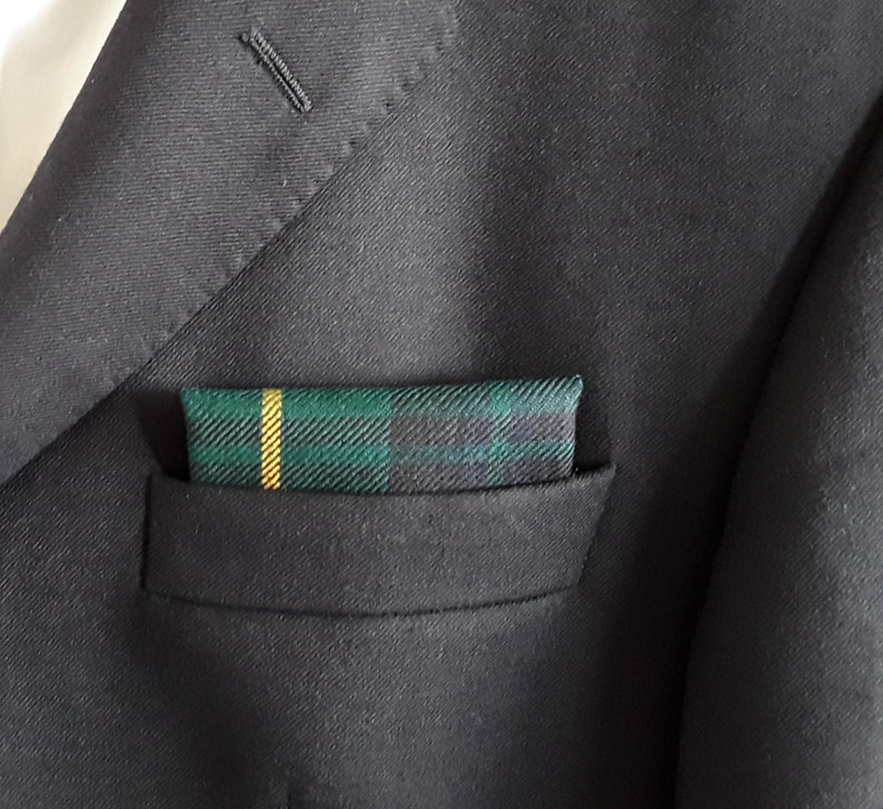 Stewart Hunting Scottish Tartan Plaid Pocket Square Card Design Modern.Dated 1819 ITI No 6327