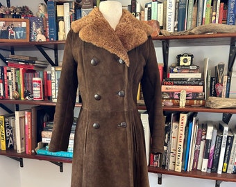 1970s Real Shearling Double Breasted Coat