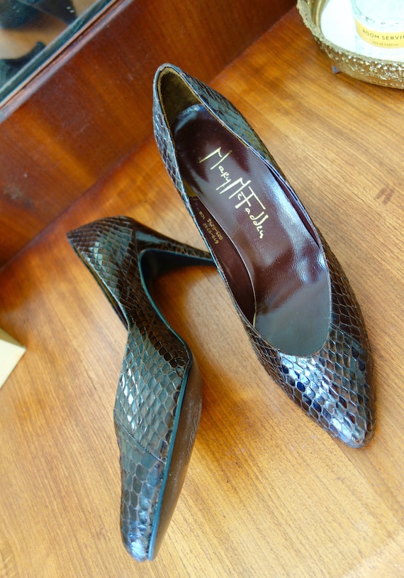 1980s Mary McFadden Snakeskin Heels