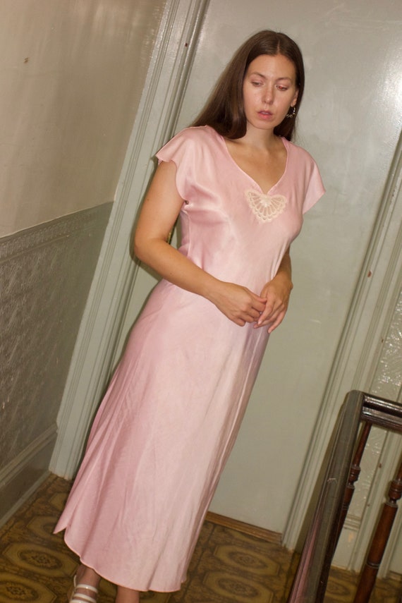 1980s Pink Butterfly Night Gown